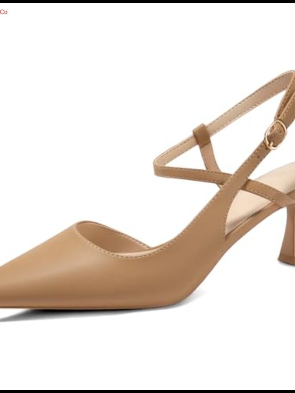 Women's PU Leather Kitten Heel Slingback Pointed Toe Pumps Dress Shoes